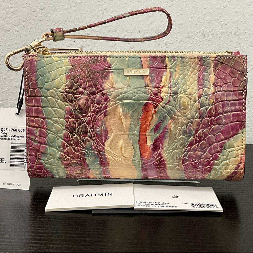 Brahmin Daisy DESTINY MELBOURNE Wristlet Cosmetic Clutch W/Leather Eye